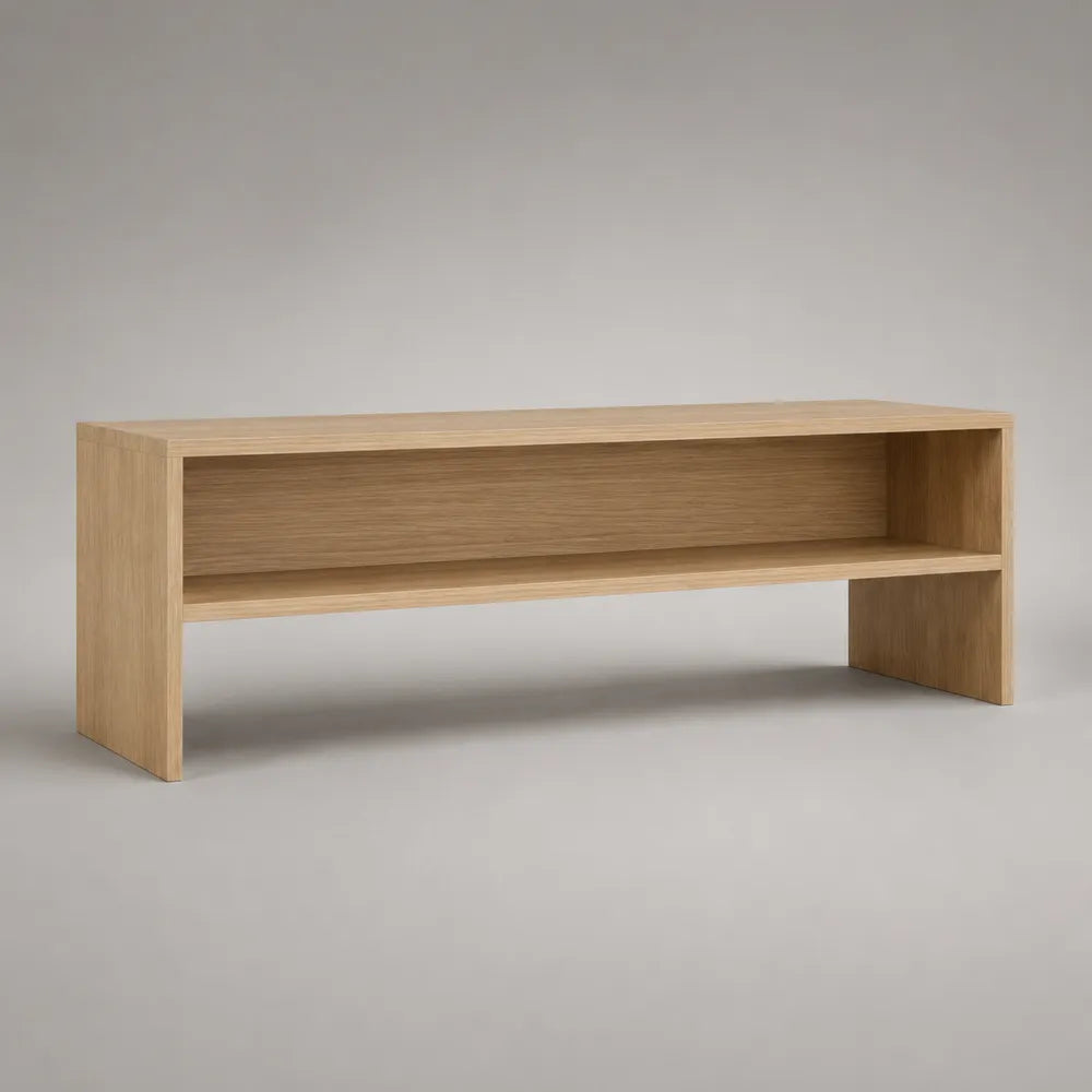 Mobile TV in pannello MDF effetto rovere chiaro con ripiano aperto 160 cm 40 cm 45 cm