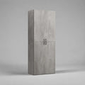 Armadio da ufficio verticale 80x40x180 cm in pannello MDF effetto cemento grigio con ante e maniglie nere