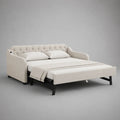 Divano letto matrimoniale apribile 205 x 215 x 90 cm superficie letto 140 x 190 cm rivestito in poliestere effetto lino beige gambe in acciaio nero